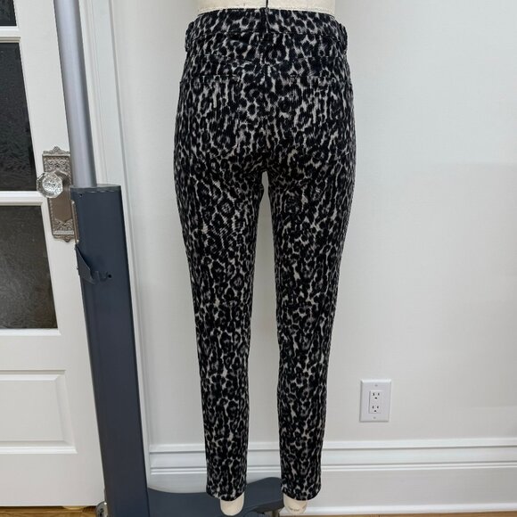 Club Monaco Leopard Velvet Corduroy Animal Print Black and Ivory Pants Size 4 - Picture 3 of 7